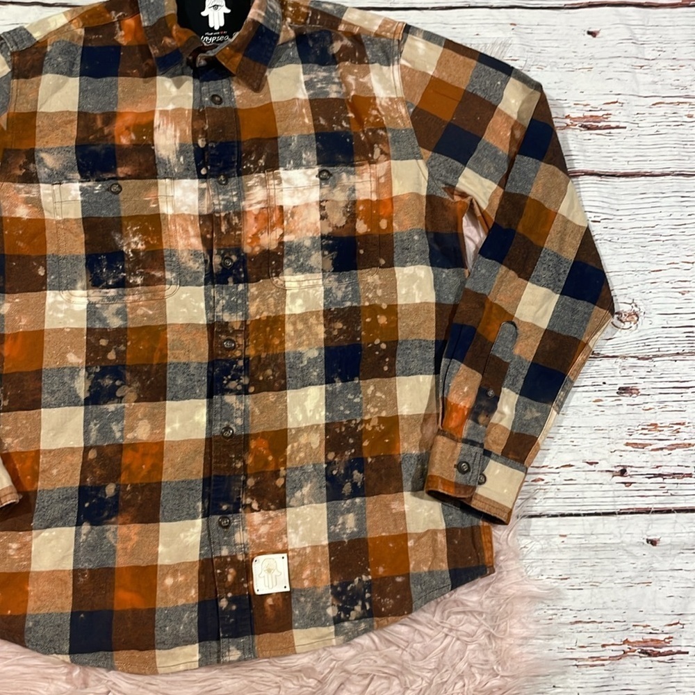 Two Gypsea Souls Peanuts Graphic Snoopy Tie Dye Flannel Button Down Top - Picture 10 of 10